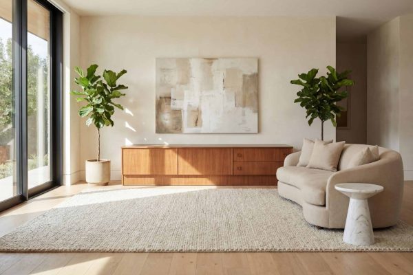 Enfilade scandinave vintage en teck restaurée, idéale pour un style intérieur épuré et chaleureux. Parfaite pour ajouter une touche rétro à votre salon ou salle à manger.